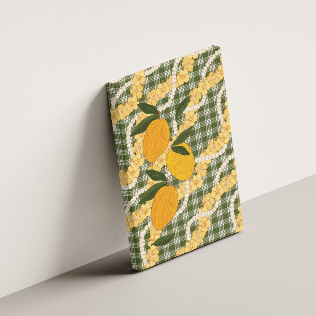Uliuli Ahiahia Hawaiian Mango Palaka Canvas Wall Art Aloha Hibiscus Pikake Lei LT9 - Polynesian Pride