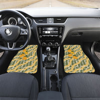 Uliuli Ahiahia Hawaiian Mango Palaka Car Mats Aloha Hibiscus Pikake Lei LT9 Set 2pcs - Front Sage Green - Polynesian Pride
