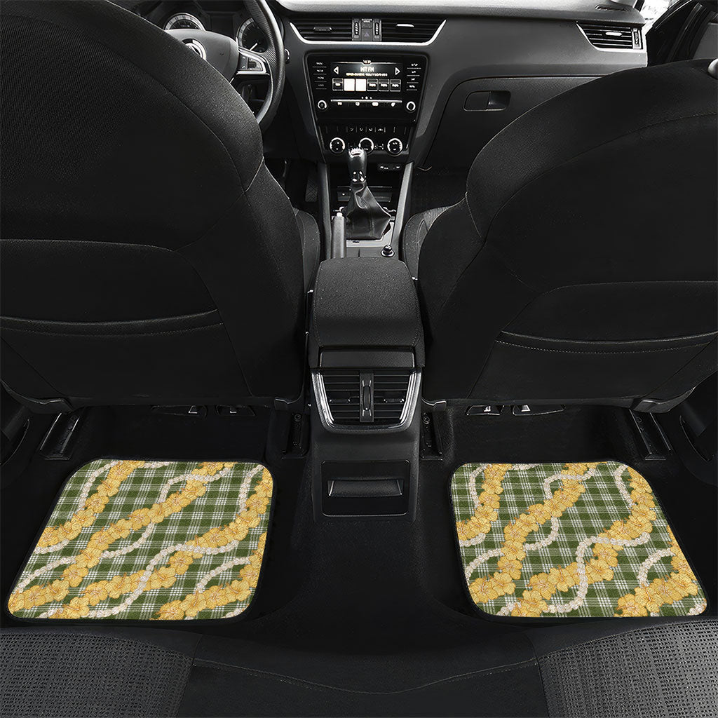 Uliuli Ahiahia Hawaiian Mango Palaka Car Mats Aloha Hibiscus Pikake Lei LT9 Set 2pcs - Back Sage Green - Polynesian Pride