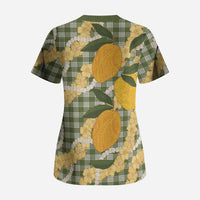 Uliuli Ahiahia Hawaiian Mango Palaka Scrub Top Aloha Hibiscus Pikake Lei LT9 - Polynesian Pride