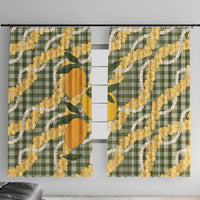 Uliuli Ahiahia Hawaiian Mango Palaka Window Curtain Aloha Hibiscus Pikake Lei LT9 With Hooks Sage Green - Polynesian Pride