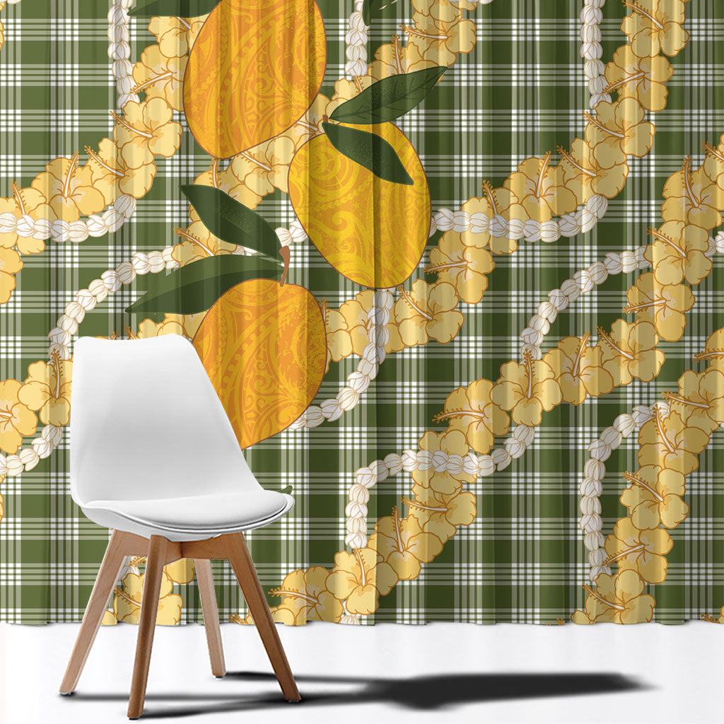 Uliuli Ahiahia Hawaiian Mango Palaka Window Curtain Aloha Hibiscus Pikake Lei LT9 - Polynesian Pride