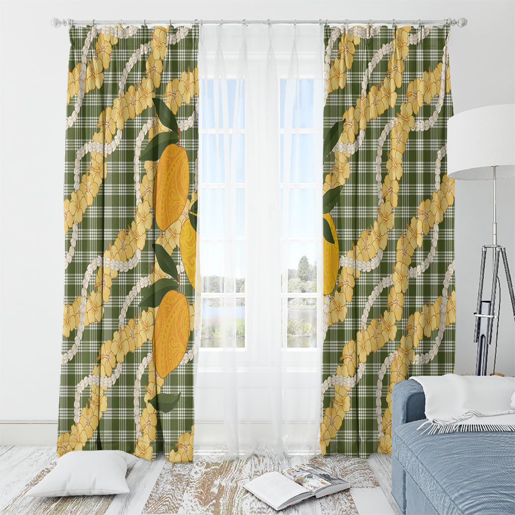 Uliuli Ahiahia Hawaiian Mango Palaka Window Curtain Aloha Hibiscus Pikake Lei LT9 - Polynesian Pride