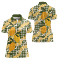 Uliuli Ahiahia Hawaiian Mango Palaka Women Polo Shirt Aloha Hibiscus Pikake Lei LT9 - Polynesian Pride