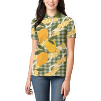 Uliuli Ahiahia Hawaiian Mango Palaka Women Polo Shirt Aloha Hibiscus Pikake Lei LT9 - Polynesian Pride