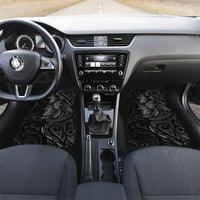 Hawaiian Mango Tribal Tattoo Car Mats Black White Pacific Traditional Pattern LT9 Set 2pcs - Front Black - Polynesian Pride