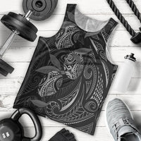 Hawaiian Mango Tribal Tattoo Men Tank Top Black White Pacific Traditional Pattern LT9 - Polynesian Pride
