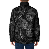 Hawaiian Mango Tribal Tattoo Padded Jacket Black White Pacific Traditional Pattern LT9 - Polynesian Pride