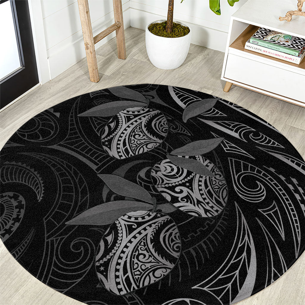 Hawaiian Mango Tribal Tattoo Round Carpet Black White Pacific Traditional Pattern LT9 Black - Polynesian Pride