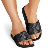 Hawaiian Mango Tribal Tattoo Slide Sandals Black White Pacific Traditional Pattern LT9 - Polynesian Pride