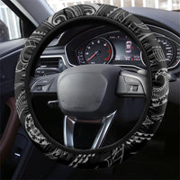 Hawaiian Mango Tribal Tattoo Steering Wheel Cover Black White Pacific Traditional Pattern LT9 - Polynesian Pride