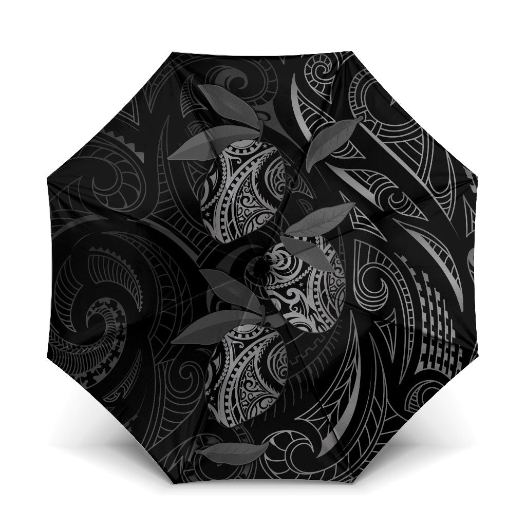 Hawaiian Mango Tribal Tattoo Umbrella Black White Pacific Traditional Pattern LT9 One Size Folded 11.42 inch Opened Diameter 37.4 inch Black - Polynesian Pride