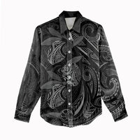 Hawaiian Mango Tribal Tattoo Women Casual Shirt Black White Pacific Traditional Pattern LT9 - Polynesian Pride