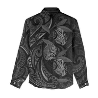 Hawaiian Mango Tribal Tattoo Women Casual Shirt Black White Pacific Traditional Pattern LT9 - Polynesian Pride