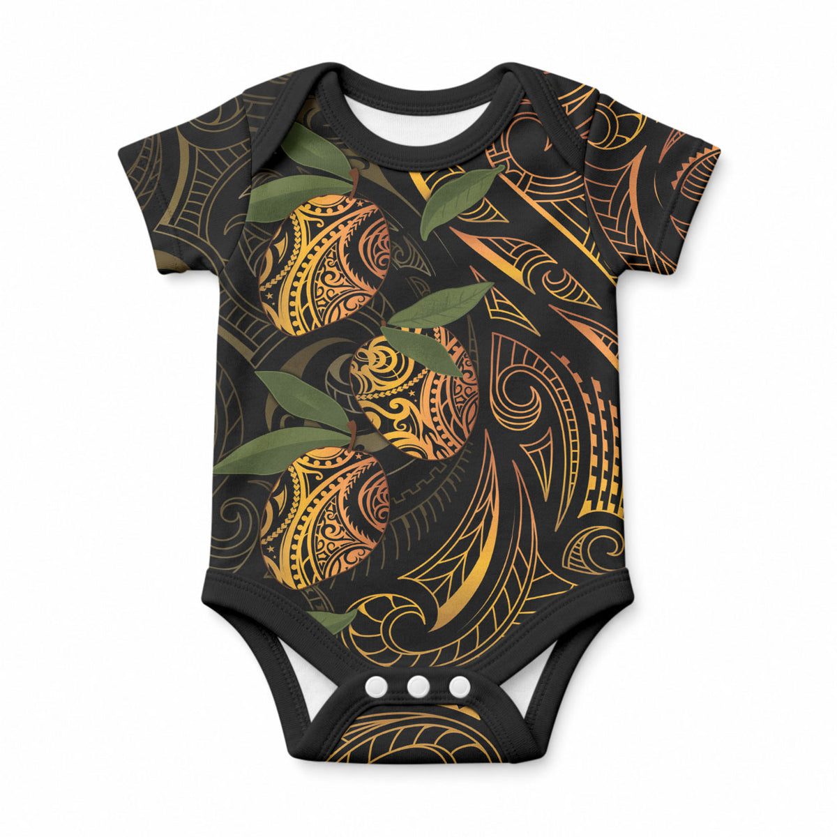 Hawaiian Mango Tribal Tattoo Baby Onesie Gold Pacific Traditional Pattern LT9 Gold - Polynesian Pride