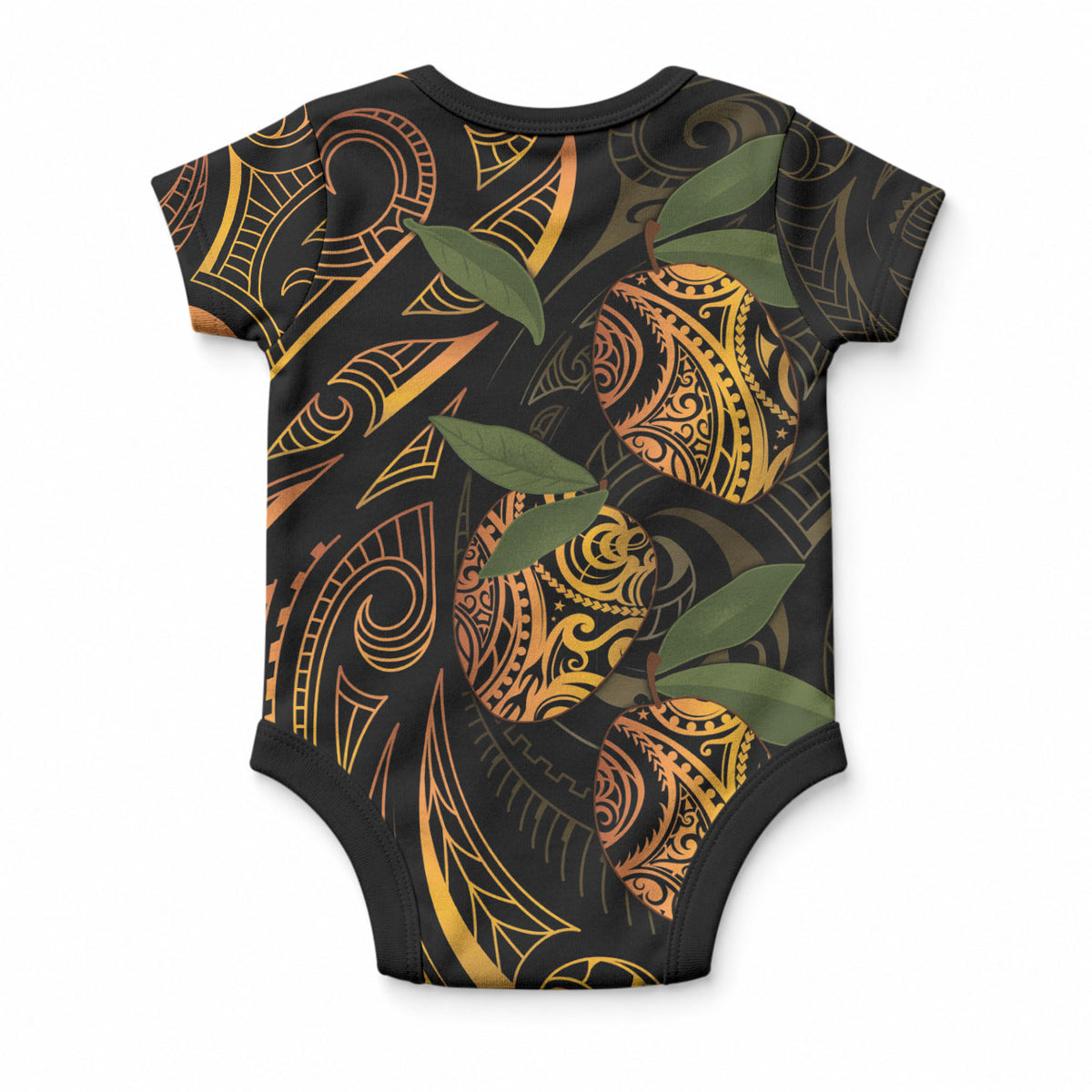 Hawaiian Mango Tribal Tattoo Baby Onesie Gold Pacific Traditional Pattern LT9 - Polynesian Pride