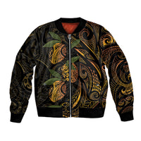Hawaiian Mango Tribal Tattoo Bomber Jacket Gold Pacific Traditional Pattern LT9 Unisex Gold - Polynesian Pride