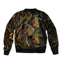 Hawaiian Mango Tribal Tattoo Bomber Jacket Gold Pacific Traditional Pattern LT9 - Polynesian Pride