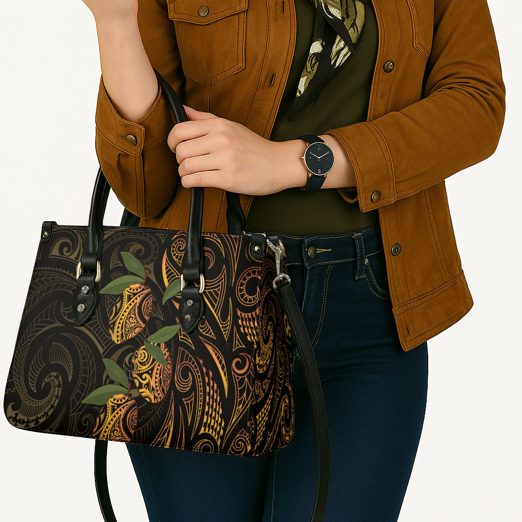 Hawaiian Mango Tribal Tattoo Leather Bag Gold Pacific Traditional Pattern LT9 - Polynesian Pride