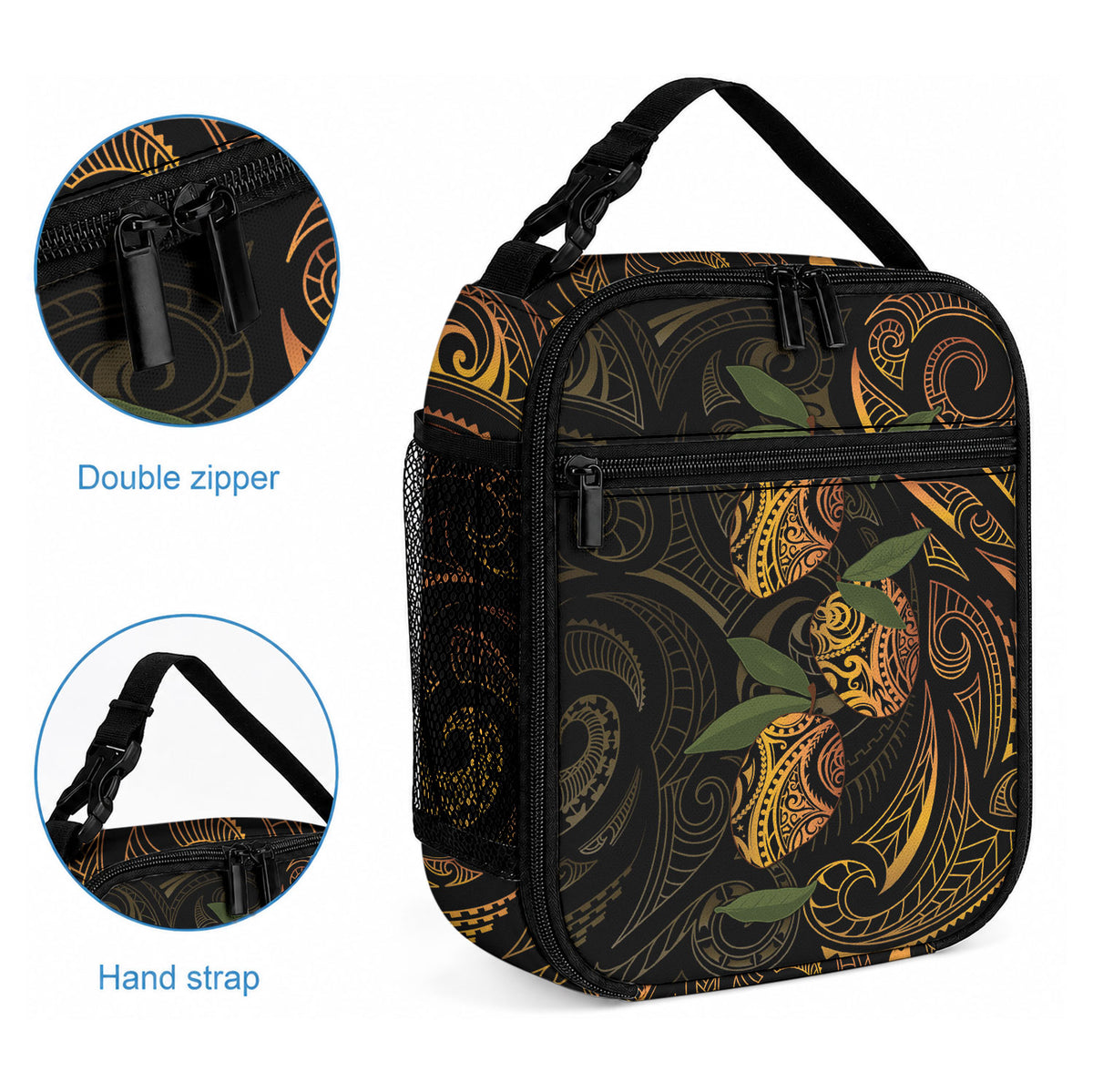 Hawaiian Mango Tribal Tattoo Lunch Bag Gold Pacific Traditional Pattern LT9 - Polynesian Pride