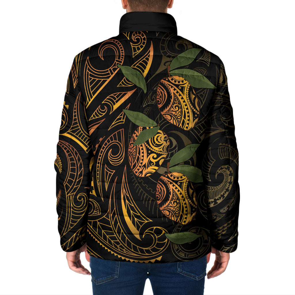 Hawaiian Mango Tribal Tattoo Padded Jacket Gold Pacific Traditional Pattern LT9 - Polynesian Pride