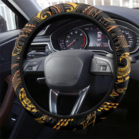 Hawaiian Mango Tribal Tattoo Steering Wheel Cover Gold Pacific Traditional Pattern LT9 - Polynesian Pride