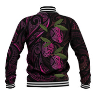 Hawaiian Mango Tribal Tattoo Baseball Jacket Pink Pacific Traditional Pattern LT9 - Polynesian Pride