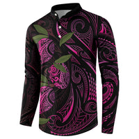 Hawaiian Mango Tribal Tattoo Button Sweatshirt Pink Pacific Traditional Pattern LT9 - Polynesian Pride