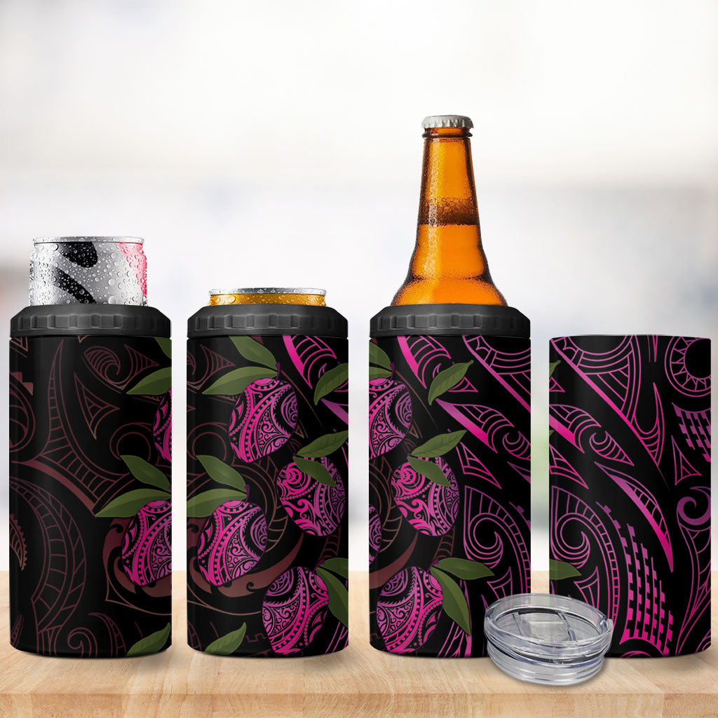 Hawaiian Mango Tribal Tattoo 4 in 1 Can Cooler Tumbler Pink Pacific Traditional Pattern LT9 - Polynesian Pride