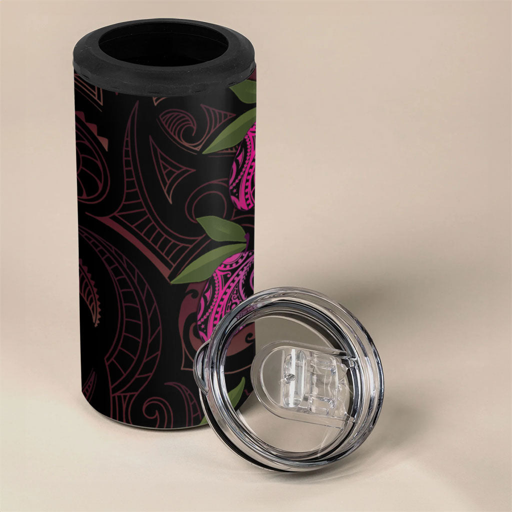 Hawaiian Mango Tribal Tattoo 4 in 1 Can Cooler Tumbler Pink Pacific Traditional Pattern LT9 - Polynesian Pride