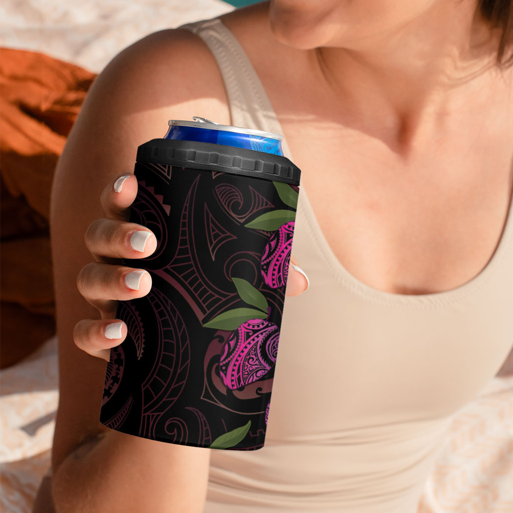 Hawaiian Mango Tribal Tattoo 4 in 1 Can Cooler Tumbler Pink Pacific Traditional Pattern LT9 - Polynesian Pride