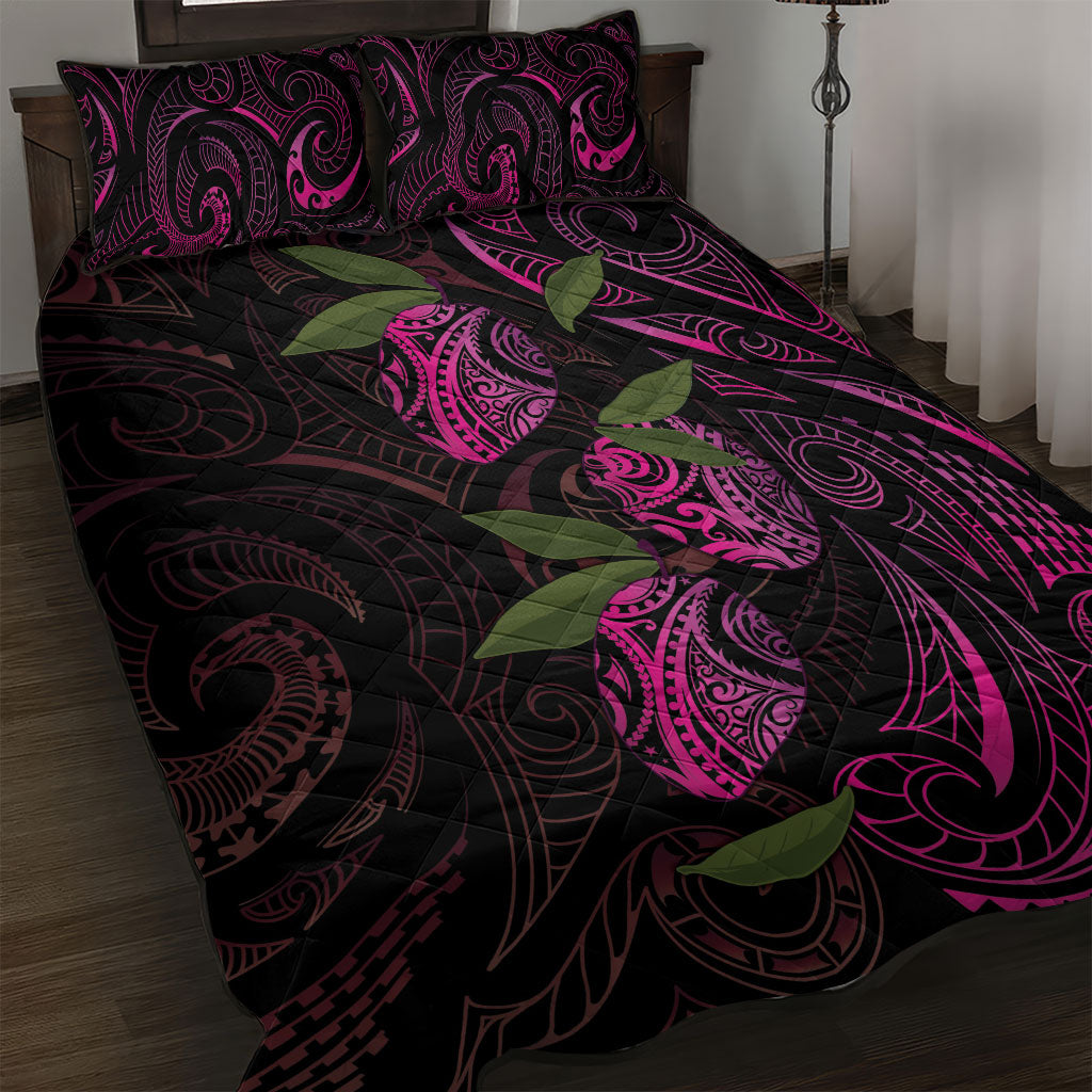 Hawaiian Mango Tribal Tattoo Quilt Bed Set Pink Pacific Traditional Pattern LT9 Pink - Polynesian Pride
