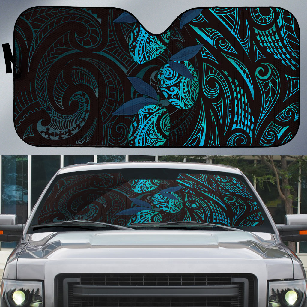 Hawaiian Mango Tribal Tattoo Auto Sun Shade Teal Pacific Traditional Pattern LT9 Teal - Polynesian Pride