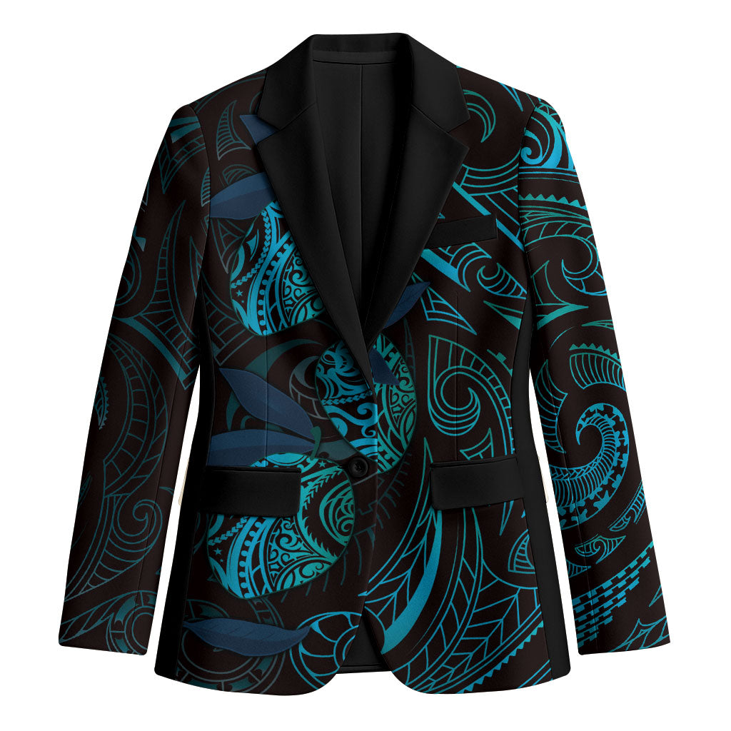 Hawaiian Mango Tribal Tattoo Blazer Teal Pacific Traditional Pattern LT9 Unisex Teal - Polynesian Pride