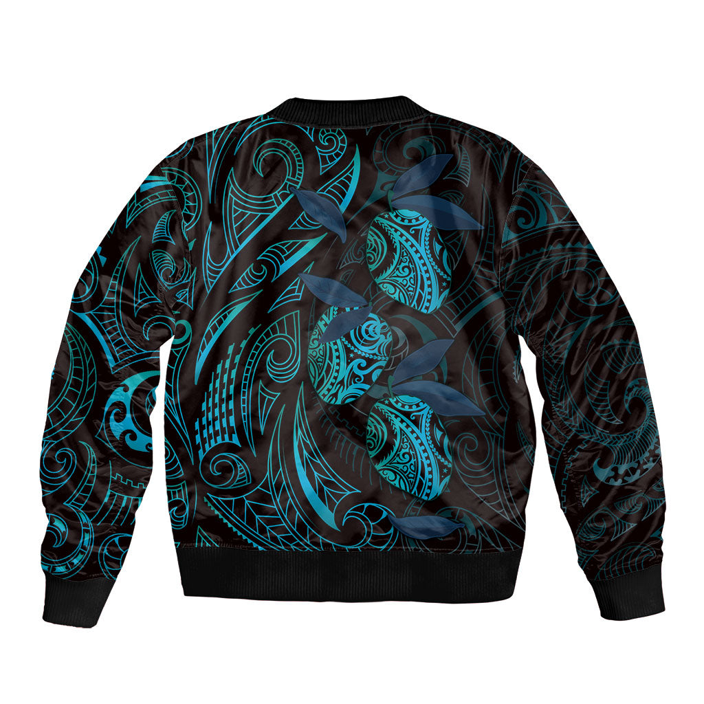 Hawaiian Mango Tribal Tattoo Bomber Jacket Teal Pacific Traditional Pattern LT9 - Polynesian Pride