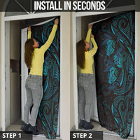 Hawaiian Mango Tribal Tattoo Door Cover Teal Pacific Traditional Pattern LT9 - Polynesian Pride
