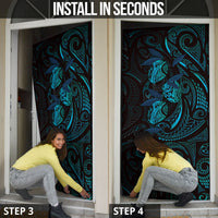 Hawaiian Mango Tribal Tattoo Door Cover Teal Pacific Traditional Pattern LT9 - Polynesian Pride