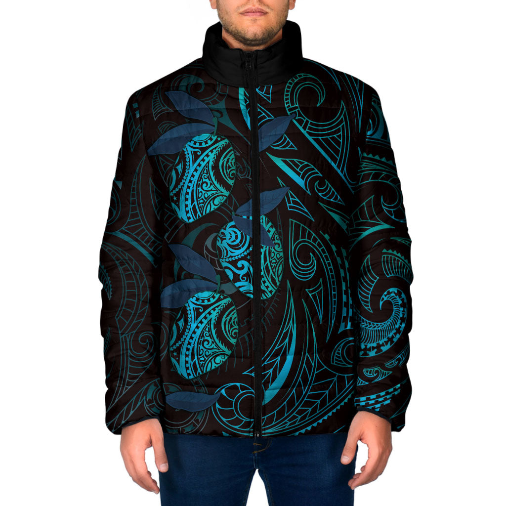 Hawaiian Mango Tribal Tattoo Padded Jacket Teal Pacific Traditional Pattern LT9 Men Teal - Polynesian Pride