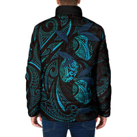 Hawaiian Mango Tribal Tattoo Padded Jacket Teal Pacific Traditional Pattern LT9 - Polynesian Pride