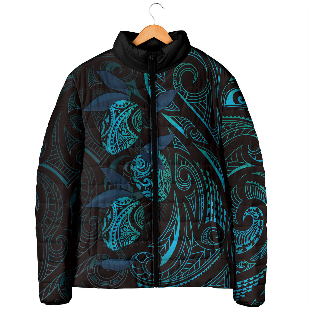 Hawaiian Mango Tribal Tattoo Padded Jacket Teal Pacific Traditional Pattern LT9 - Polynesian Pride