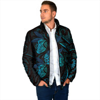 Hawaiian Mango Tribal Tattoo Padded Jacket Teal Pacific Traditional Pattern LT9 - Polynesian Pride