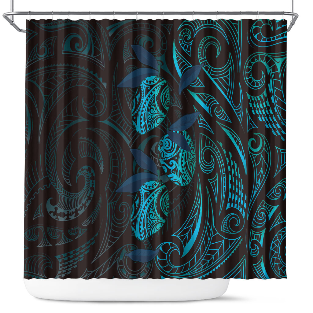 Hawaiian Mango Tribal Tattoo Shower Curtain Teal Pacific Traditional Pattern LT9 Teal - Polynesian Pride