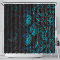 Hawaiian Mango Tribal Tattoo Shower Curtain Teal Pacific Traditional Pattern LT9 - Polynesian Pride