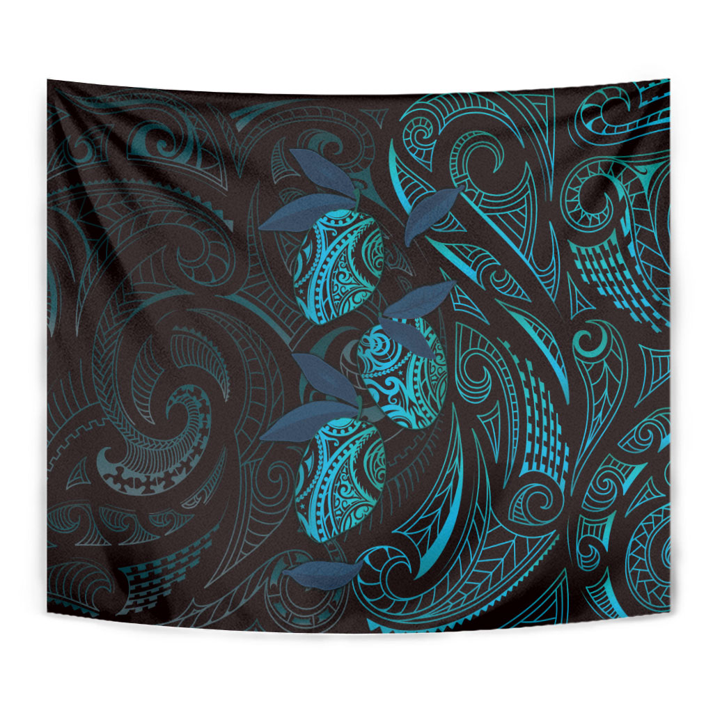 Hawaiian Mango Tribal Tattoo Tapestry Teal Pacific Traditional Pattern LT9 - Polynesian Pride
