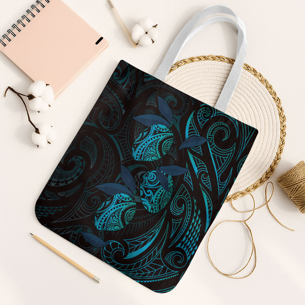 Hawaiian Mango Tribal Tattoo Tote Bag Teal Pacific Traditional Pattern LT9 White Strap One Size Teal - Polynesian Pride