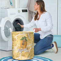 Hawaiian Mango Ukulele Laundry Basket Retro Yellow Hibiscus Pikake Lei LT9 - Polynesian Pride