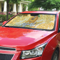Hawaiian Mango Ukulele Auto Sun Shade Retro Yellow Hibiscus Pikake Lei LT9 - Polynesian Pride