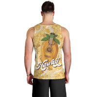 Hawaiian Mango Ukulele Men Tank Top Retro Yellow Hibiscus Pikake Lei LT9 - Polynesian Pride