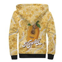 Hawaiian Mango Ukulele Sherpa Hoodie Retro Yellow Hibiscus Pikake Lei LT9 - Polynesian Pride