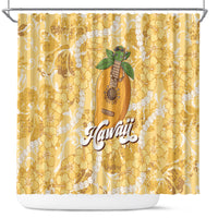 Hawaiian Mango Ukulele Shower Curtain Retro Yellow Hibiscus Pikake Lei LT9 Yellow - Polynesian Pride